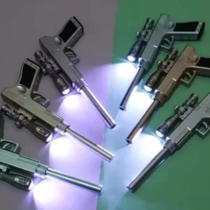 Metallic Beige Pen (Shaped as a small pistol) LED Light included. School Accessories, Stationary accessories, Hot selling products. Cute Funny Products, Gift shop online. Toronto Ontario Canada