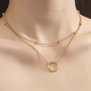 Double-chain necklace with a modern twist. Features two delicate chains intertwined for a unique look. Shop online at cute funny stuff store Toronto Ontario Canada